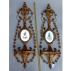 1950/70 Paire d’Appliques Bois Doré Venise Romantiques Console Et Guirlandes Miroirs Gravés Monsieur Et Madame | Biron 1950/70 Paire d’Appliques Bois Doré Venise Romantiques Console Et Guirlandes Miroirs Gravés Monsieur Et Madame