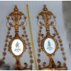 1950/70 Paire d’Appliques Bois Doré Venise Romantiques Console Et Guirlandes Miroirs Gravés Monsieur Et Madame | Biron 1950/70 Paire d’Appliques Bois Doré Venise Romantiques Console Et Guirlandes Miroirs Gravés Monsieur Et Madame