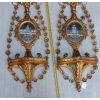 1950/70 Paire d’Appliques Bois Doré Venise Romantiques Console Et Guirlandes Miroirs Gravés Monsieur Et Madame | Biron 1950/70 Paire d’Appliques Bois Doré Venise Romantiques Console Et Guirlandes Miroirs Gravés Monsieur Et Madame