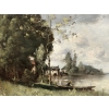 TROUILLEBERT Tableau Français 19è Barbizon Pêcheur En Barque Huile Signée Catalogue Raisonné Certificat d’authenticité | Biron TROUILLEBERT Tableau Français 19è Barbizon Pêcheur En Barque Huile Signée Catalogue Raisonné