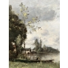 TROUILLEBERT Tableau Français 19è Barbizon Pêcheur En Barque Huile Signée Catalogue Raisonné Certificat d’authenticité | Biron TROUILLEBERT Tableau Français 19è Barbizon Pêcheur En Barque Huile Signée Catalogue Raisonné