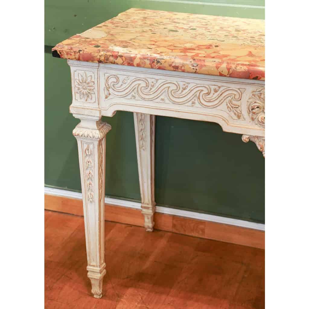 Console Louis XVI et son marbre bêche d’Alep. 18ème siècle. | Biron Console Louis XVI et son marbre bêche d’Alep. 18ème siècle.