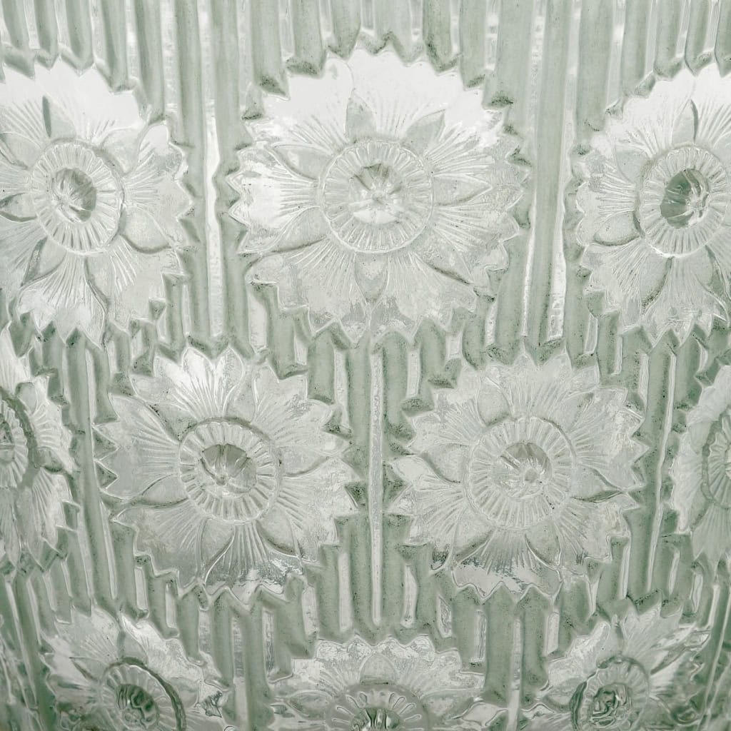 Vase « Edelweiss » verre blanc patiné vert de René LALIQUE | Biron Vase "Edelweiss" verre blanc patiné vert de René LALIQUE