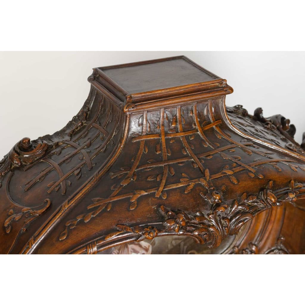 Spectaculaire bureau à gradins en noyer, avec peinture signée P. Soulet et daté de 1896 | Biron Spectaculaire bureau à gradins en noyer, avec peinture signée P. Soulet et daté de 1896