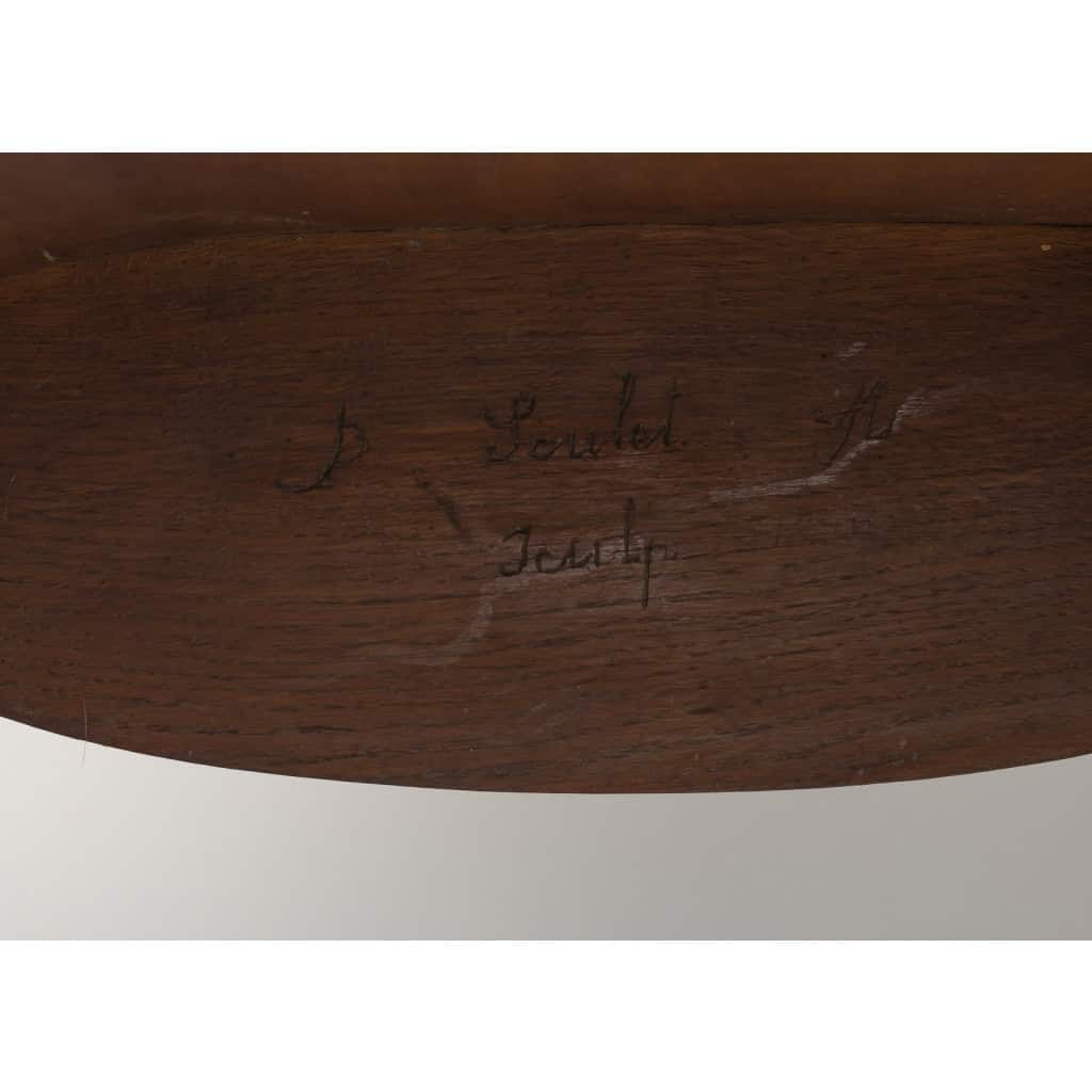 Spectaculaire bureau à gradins en noyer, avec peinture signée P. Soulet et daté de 1896 | Biron Spectaculaire bureau à gradins en noyer, avec peinture signée P. Soulet et daté de 1896