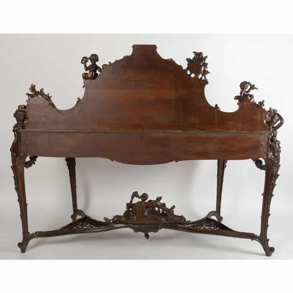 Spectaculaire bureau à gradins en noyer, avec peinture signée P. Soulet et daté de 1896 | Biron Spectaculaire bureau à gradins en noyer, avec peinture signée P. Soulet et daté de 1896