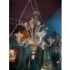 1950′ Lustre Cristal Murano Avec Inclusions Feuilles d’Or 6 Branches | Biron ||||||||||||||