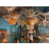 1950′ Lustre Cristal Murano Avec Inclusions Feuilles d’Or 6 Branches | Biron 1950′ Lustre Cristal Murano Avec Inclusions Feuilles d’Or 6 Branches