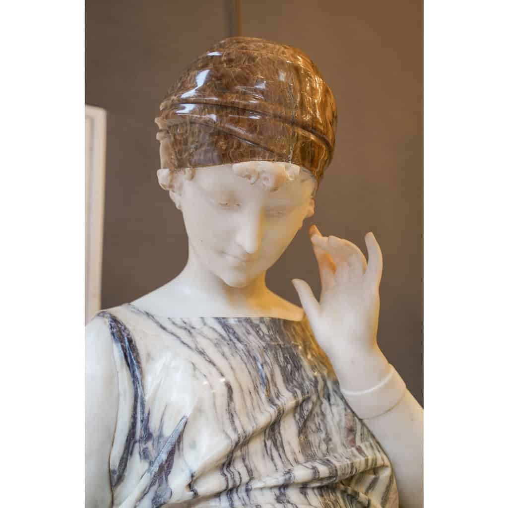Sculpture en marbre et onyx de Puji, fin XIXème siècle | Biron Sculpture en marbre et onyx de Puji, fin XIXème siècle
