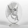 Cachet « Figurine se Balançant » verre blanc patiné gris de René LALIQUE | Biron ||||||