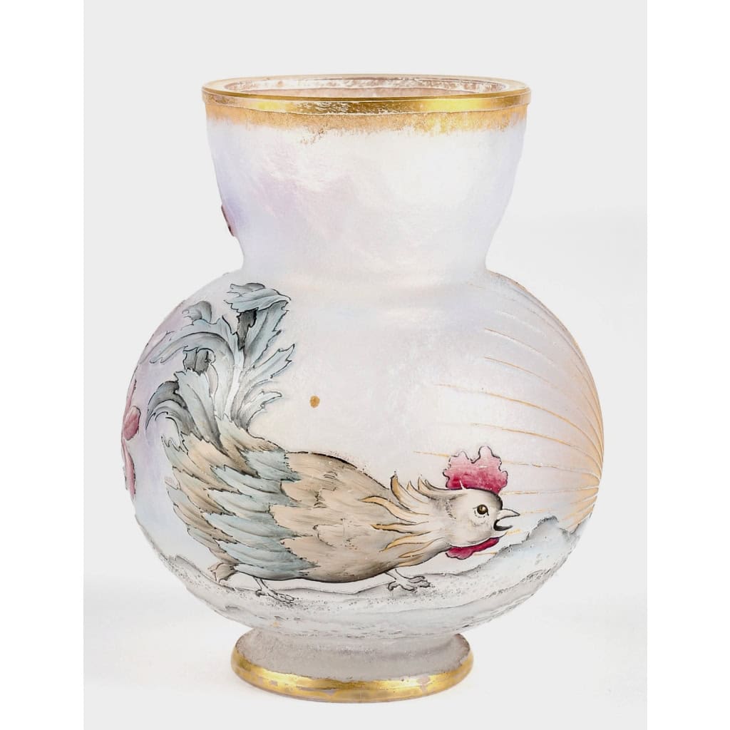 Vase Daum Nancy Aurore et Coq 1897 | Biron |||||||||||