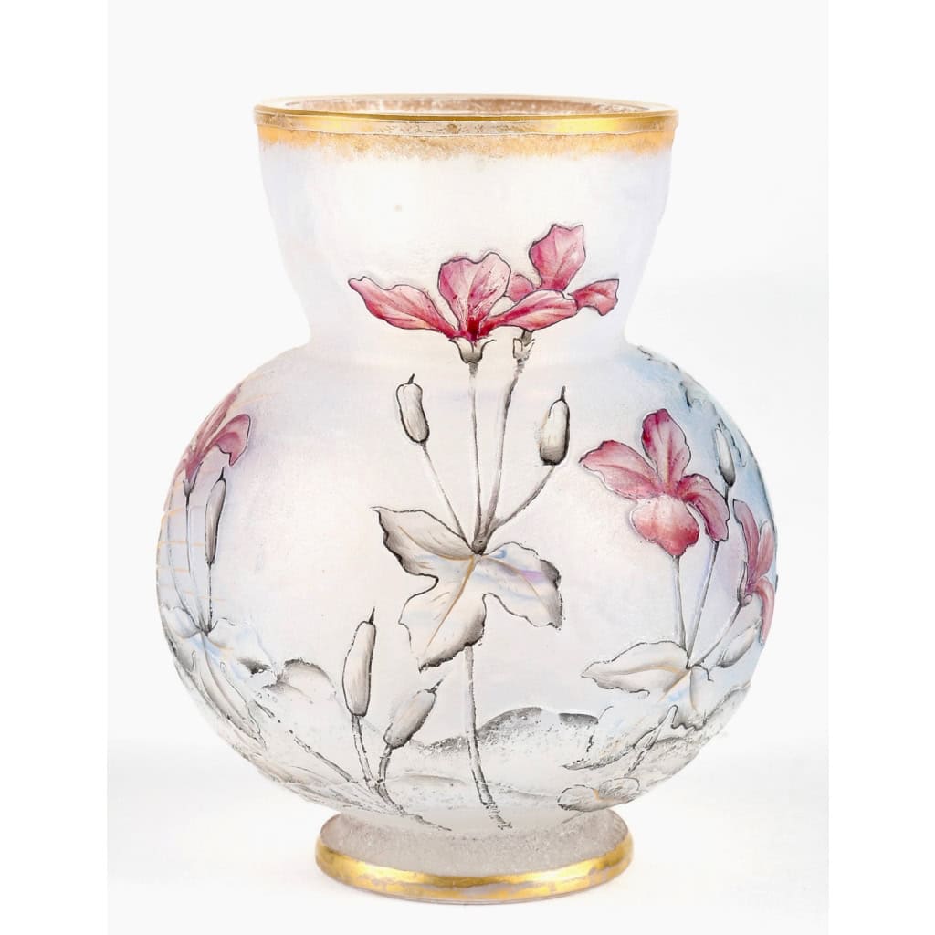 Vase Daum Nancy Aurore et Coq 1897 | Biron Vase Daum Nancy Aurore et Coq 1897