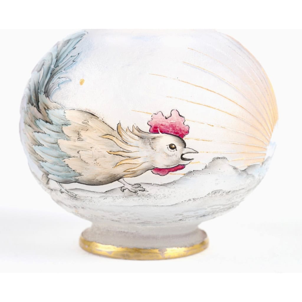 Vase Daum Nancy Aurore et Coq 1897 | Biron Vase Daum Nancy Aurore et Coq 1897