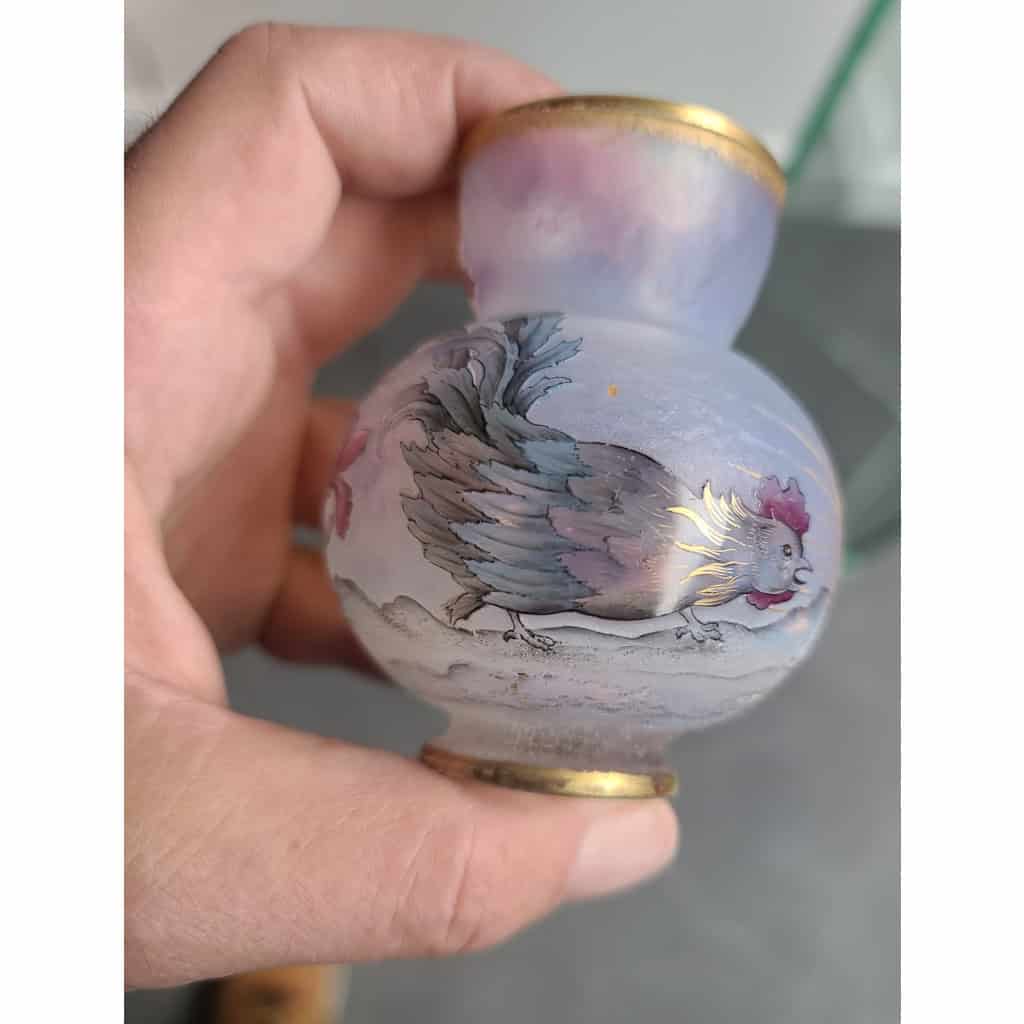 Vase Daum Nancy Aurore et Coq 1897 | Biron Vase Daum Nancy Aurore et Coq 1897