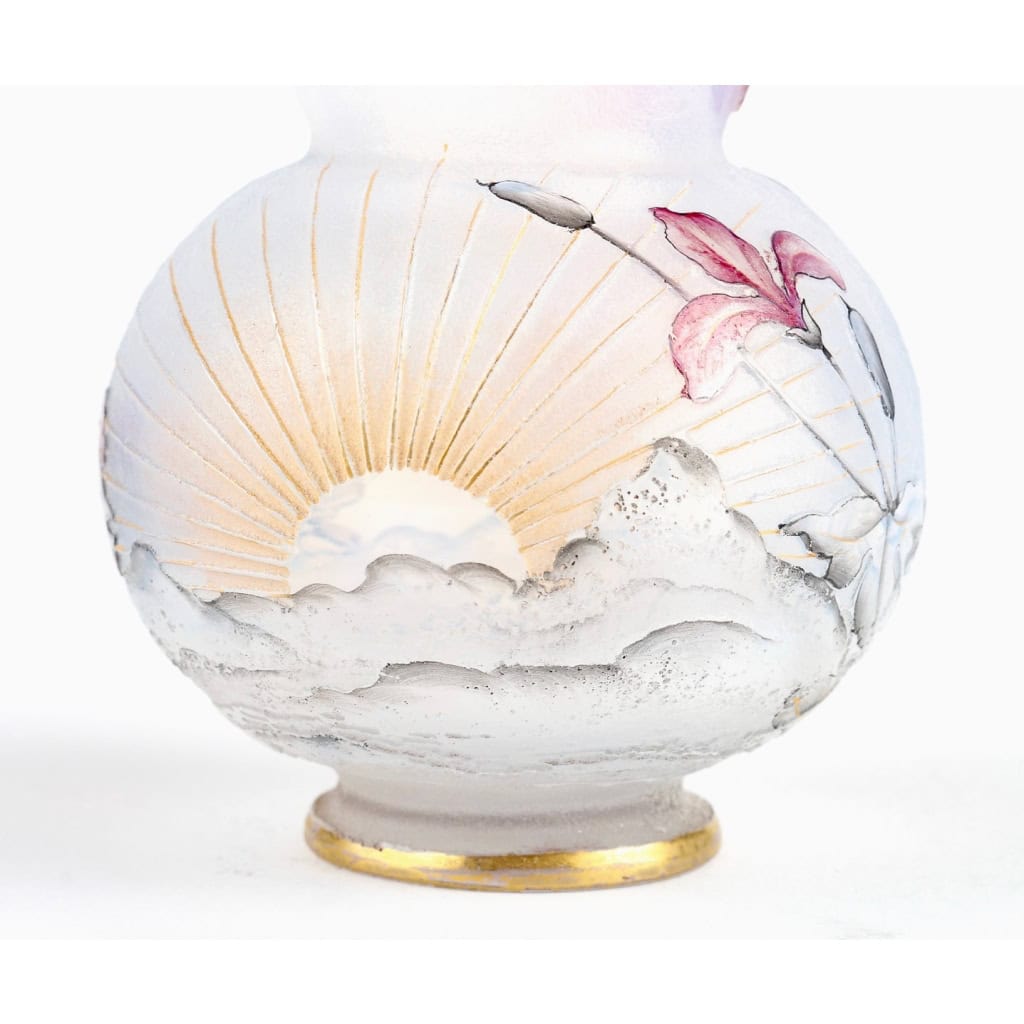 Vase Daum Nancy Aurore et Coq 1897 | Biron Vase Daum Nancy Aurore et Coq 1897