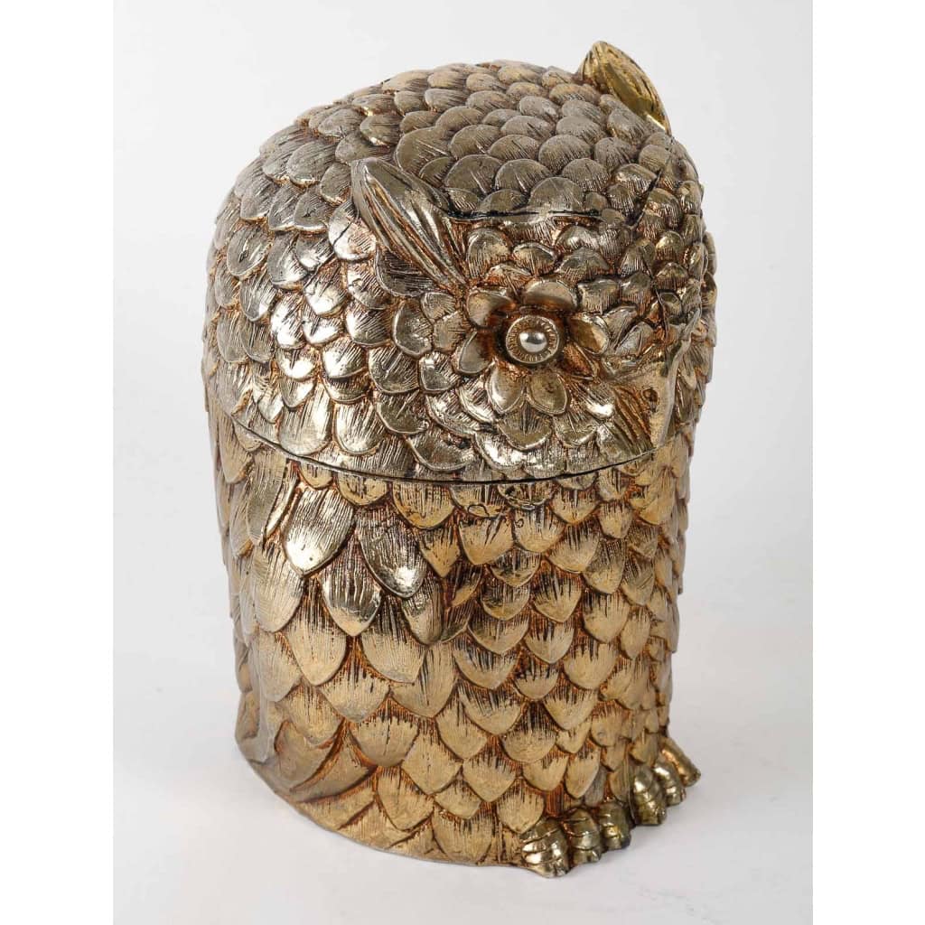 Sceau à glace en forme de hibou en métal argenté, 1970 | Biron Sceau à glace en forme de hibou en métal argenté, 1970