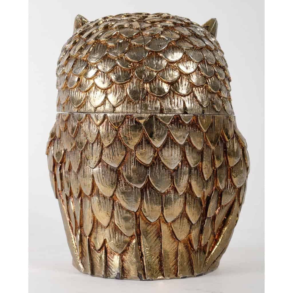 Sceau à glace en forme de hibou en métal argenté, 1970 | Biron Sceau à glace en forme de hibou en métal argenté, 1970