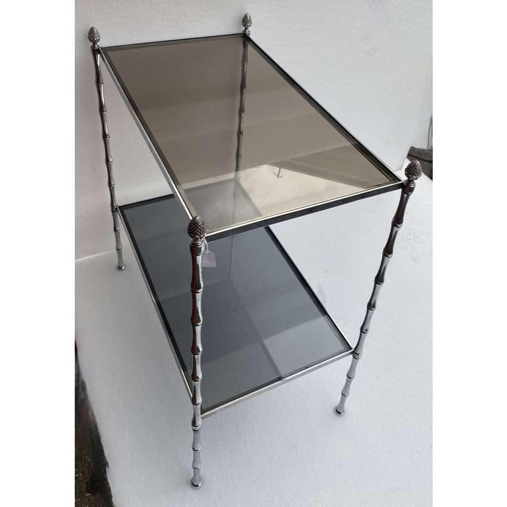 1950/70′ Bout De Canapé Rectangulaire Maison Bagués Laiton Argenté | Biron 1950/70′ Bout De Canapé Rectangulaire Maison Bagués Laiton Argenté