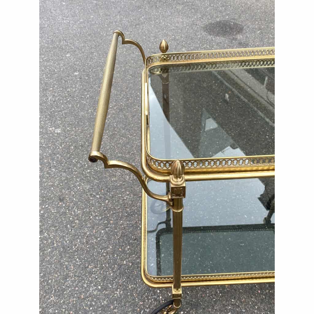 1950/70 Desserte Roulante Maison Jansen En Laiton Et Bronze Doré 10