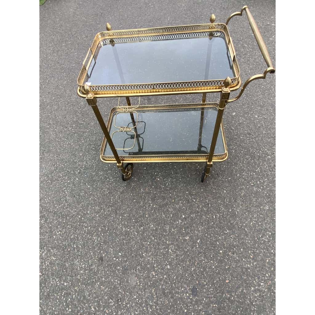 1950/70 Desserte Roulante Maison Jansen En Laiton Et Bronze Doré 3