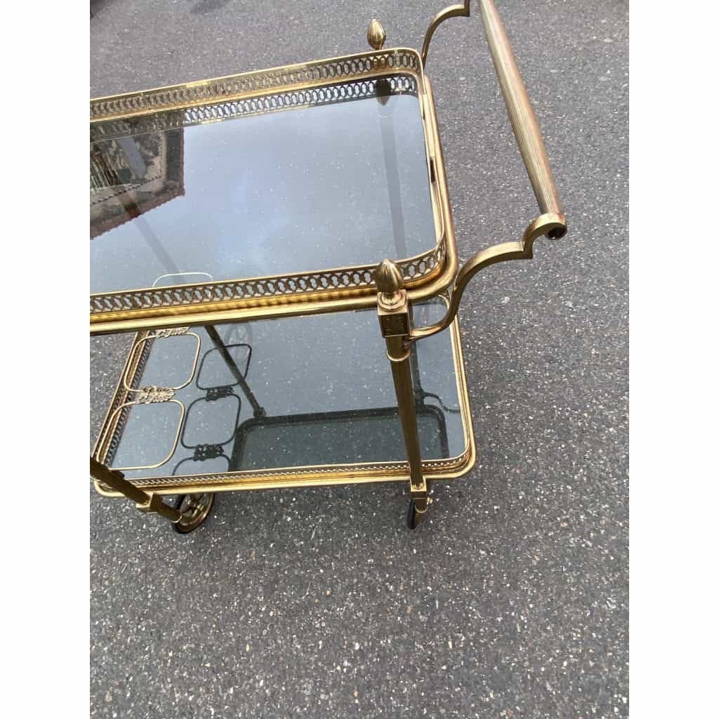 1950/70 Desserte Roulante Maison Jansen En Laiton Et Bronze Doré 5
