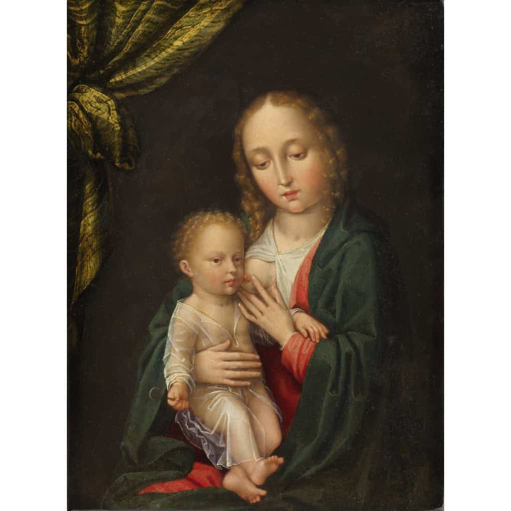 Vierge à l’Enfant (Maria Lactans) – Ecole flamande vers 1560, suiveur de Gérard David | Biron Vierge à l’Enfant (Maria Lactans) – Ecole flamande vers 1560, suiveur de Gérard David
