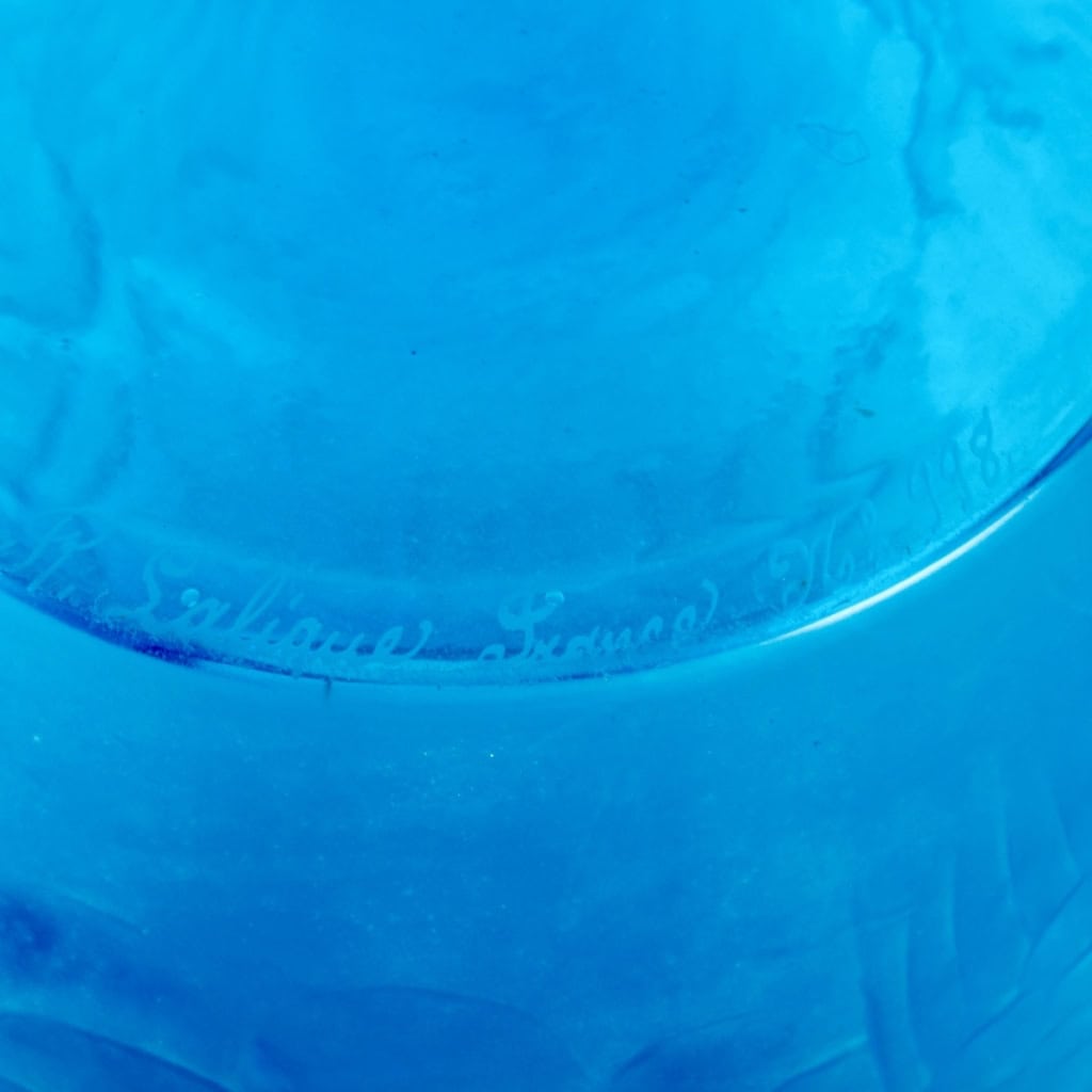 Vase « Alicante » verre bleu électrique de René LALIQUE | Biron Vase "Alicante" verre bleu électrique de René LALIQUE