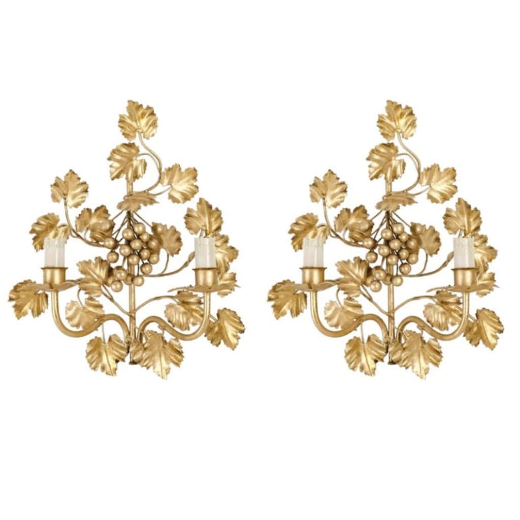 1960 Paire d’appliques « grappes de raisin » de la Maison FlorArt | Biron |||||