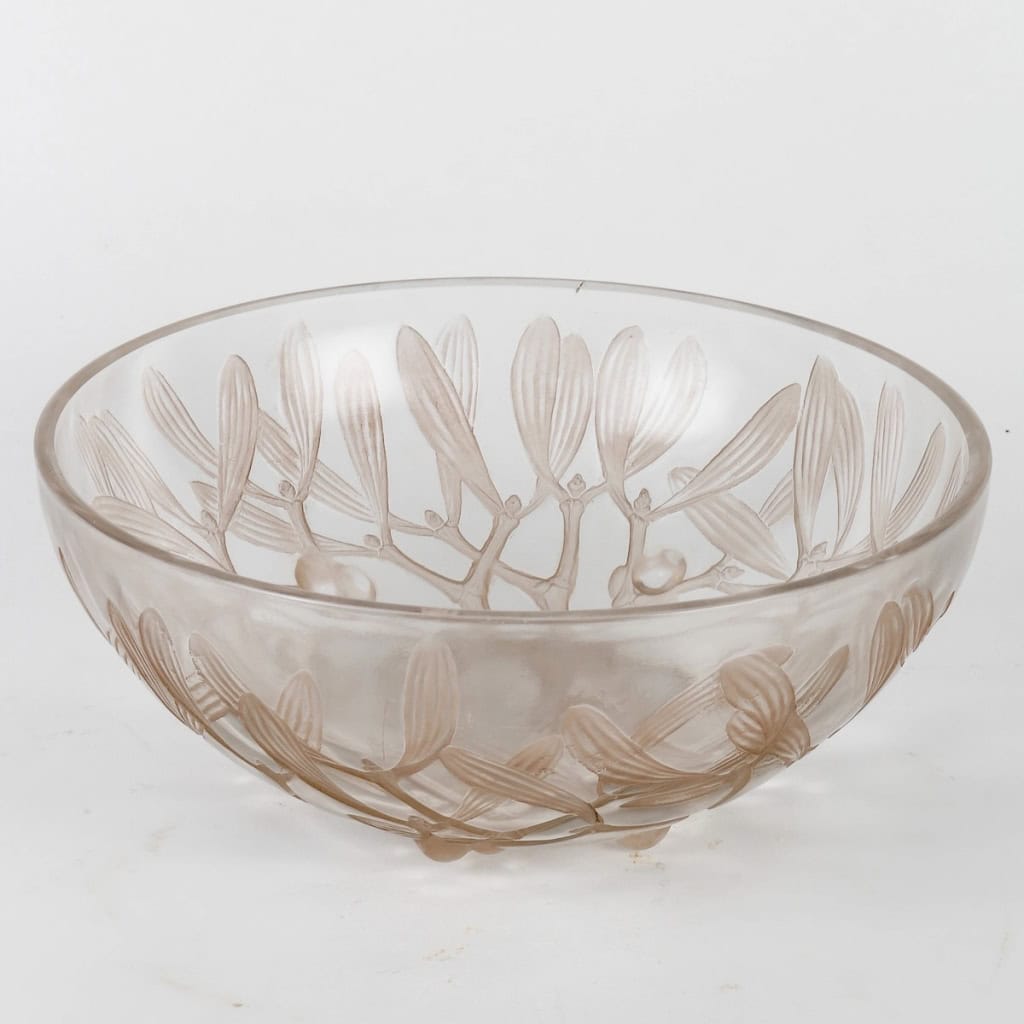 Coupe « Gui » verre blanc patiné sépia de René LALIQUE | Biron ||||||||