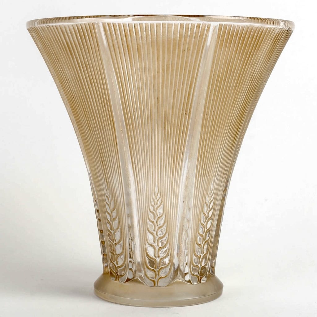 Vase « Epis » verre blanc patiné sépia de René LALIQUE | Biron |||||||