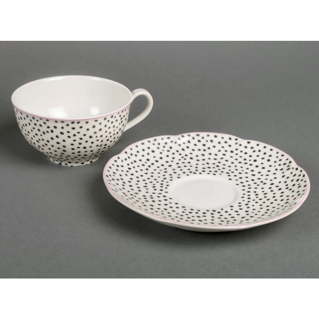 Service Café & Thé « Pois et Nœuds » porcelaine de Limoges de Suzanne Lalique pour Haviland | Biron Service Café & Thé "Pois et Nœuds" porcelaine de Limoges de Suzanne Lalique pour Haviland
