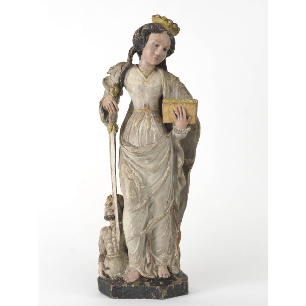 Sainte Catherine d’Alexandrie, Sculpture polychrome et dorée. France milieu XVIe siècle. | Biron ||||||||