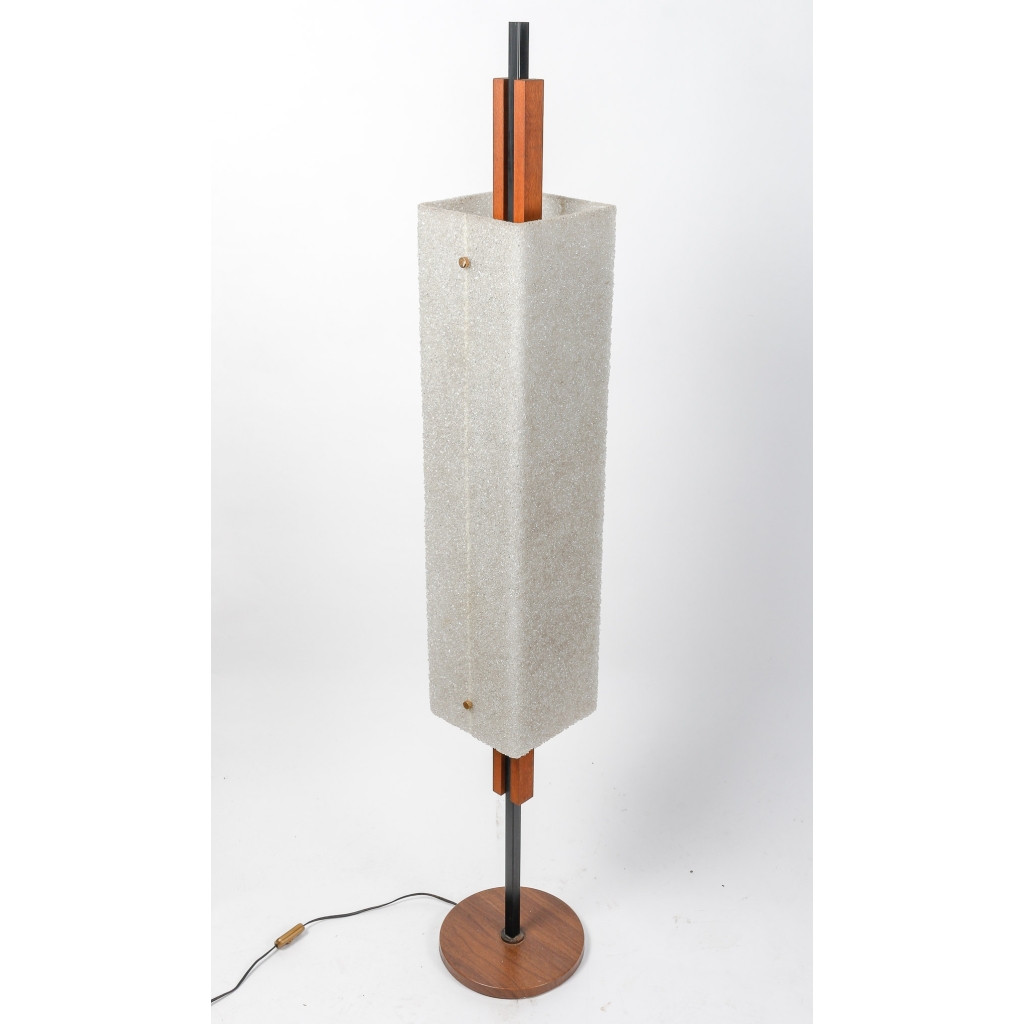 Lampadaire en résine granitée et bois années 50 | Biron ||