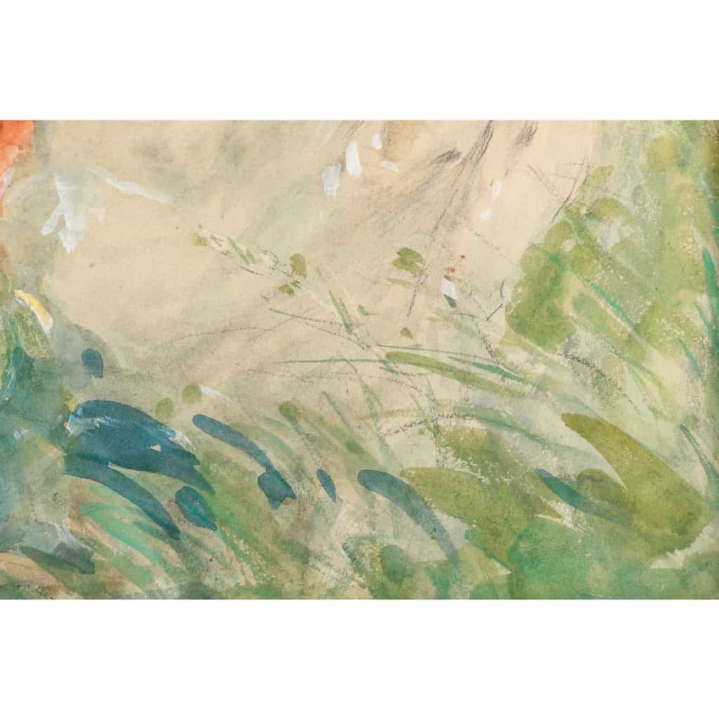 Aquarelle sur carton « 2 élégantes dans le vent », d’Antoine Calbet | Biron Aquarelle sur carton "2 élégantes dans le vent", d'Antoine Calbet