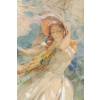 Aquarelle sur carton « 2 élégantes dans le vent », d’Antoine Calbet | Biron Aquarelle sur carton "2 élégantes dans le vent", d'Antoine Calbet