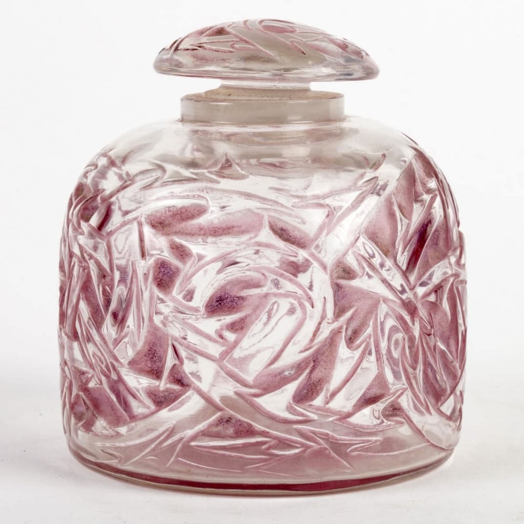 Flacon « Epines » verre blanc patiné rose violet de René LALIQUE | Biron ||||||