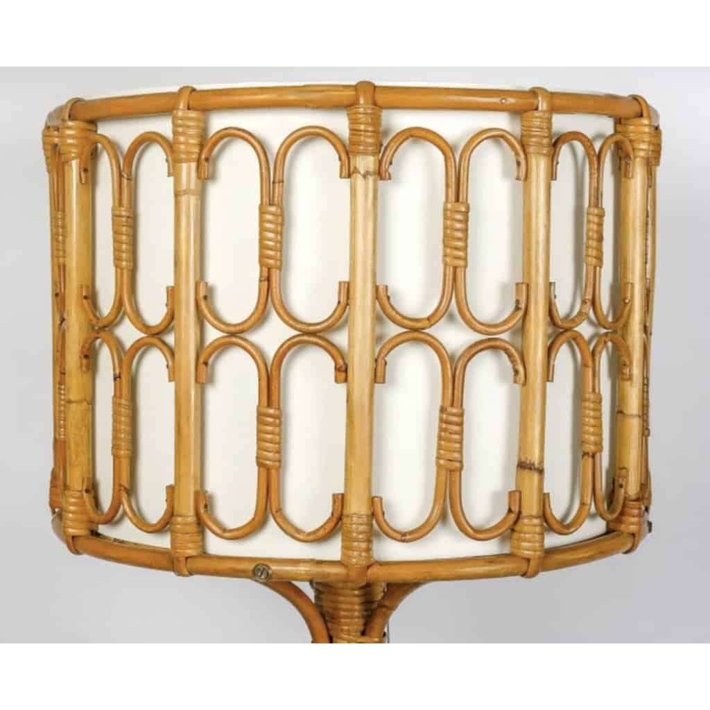 1950 Lampadaire en rotin de Louis Sognot | Biron 1950 Lampadaire en rotin de Louis Sognot