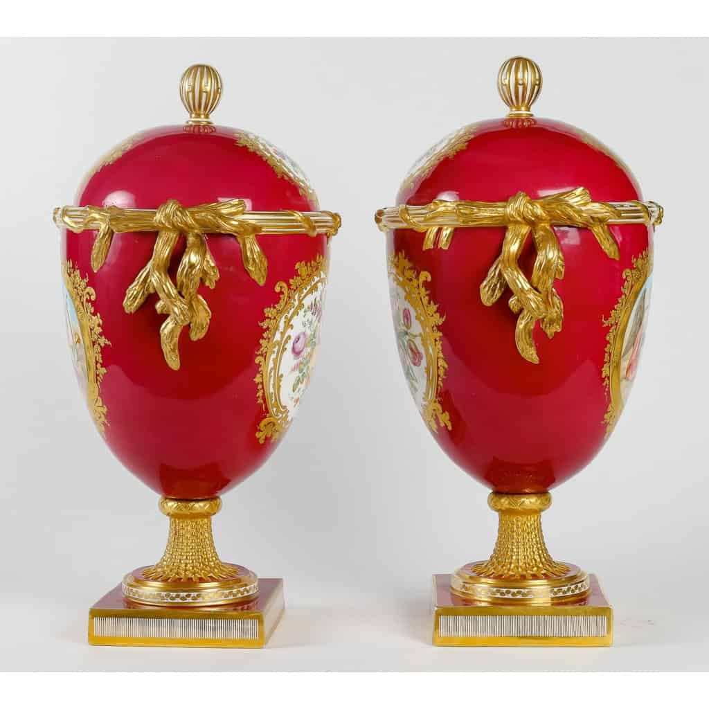 Paire Vases porcelaine 19eme | Biron Paire Vases porcelaine 19eme