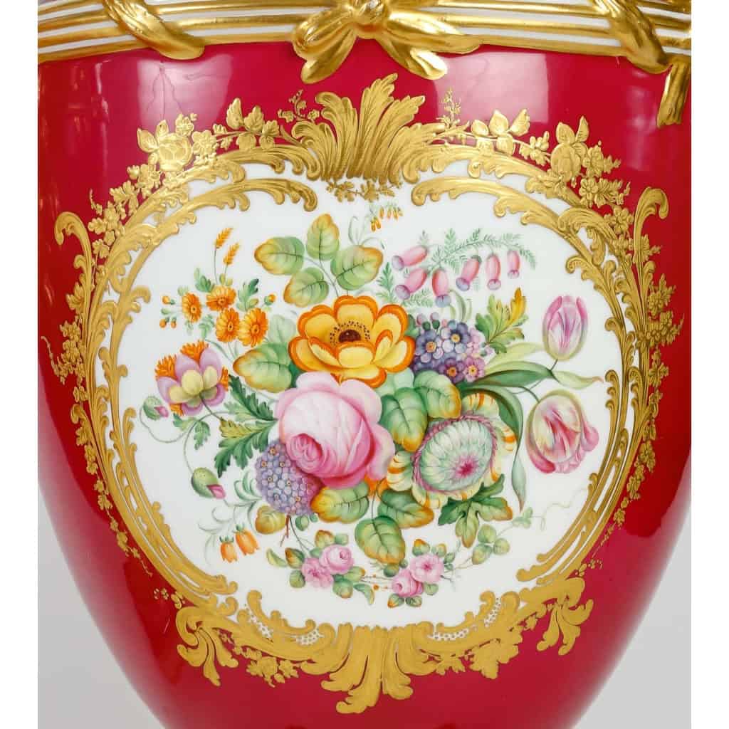 Paire Vases porcelaine 19eme | Biron Paire Vases porcelaine 19eme