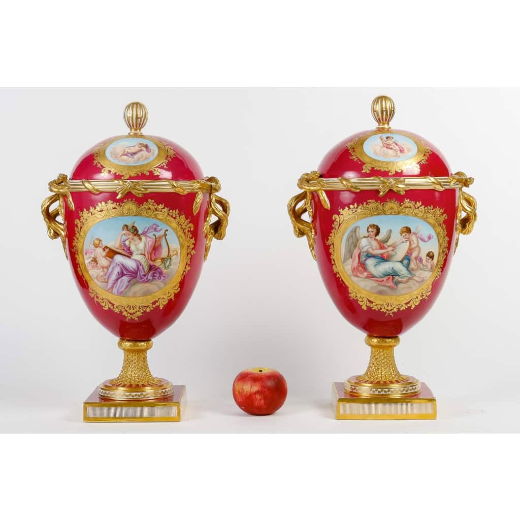 Paire Vases porcelaine 19eme | Biron Paire Vases porcelaine 19eme
