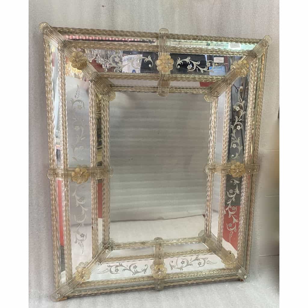 1950/70′ Miroir Murano Style Véronèse Pareclose Rectangulaire avec Réserve 4