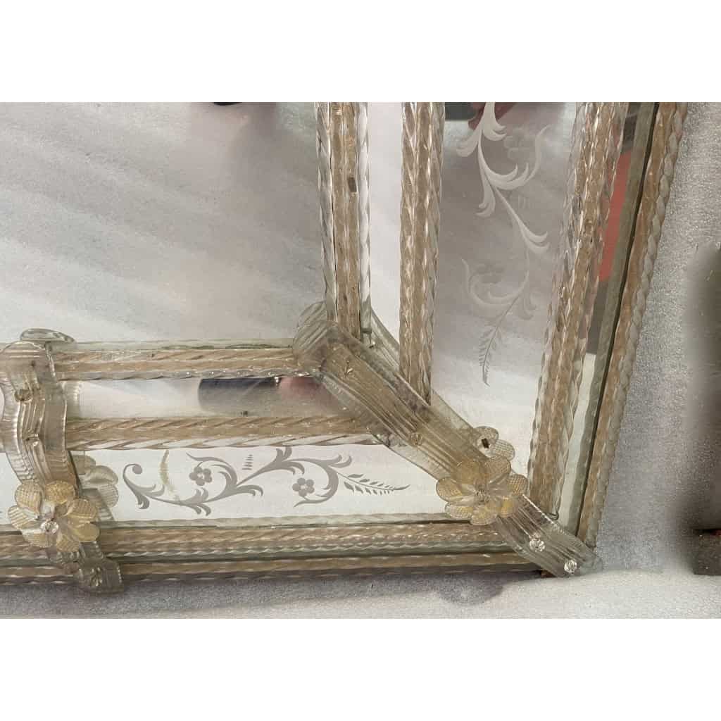 1950/70′ Miroir Murano Style Véronèse Pareclose Rectangulaire avec Réserve 7