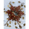 1970′ Paire de Plafonniers ou Appliques à Décor de Fleurs et Feuilles en Métal Doré Style Maison Baguès ou Banci Feuilles en Verre de Couleur Bleue | Biron 1970′ Paire de Plafonniers ou Appliques à Décor de Fleurs et Feuilles en Métal Doré Style Maison Baguès ou Banci Feuilles en Verre de Couleur Bleue