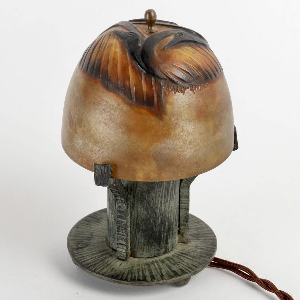Veilleuse « Trois Oiseaux » pâte-de-verre de Gabriel ARGY-ROUSSEAU | Biron ||||||||||