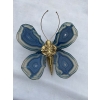 1970’ Applique Papillon en Bronze ou Laiton, Duval Brasseur Ou Isabelle Faure, 1 Ampoule , Ailes d’Agate Bleues | Biron ||||||||||||