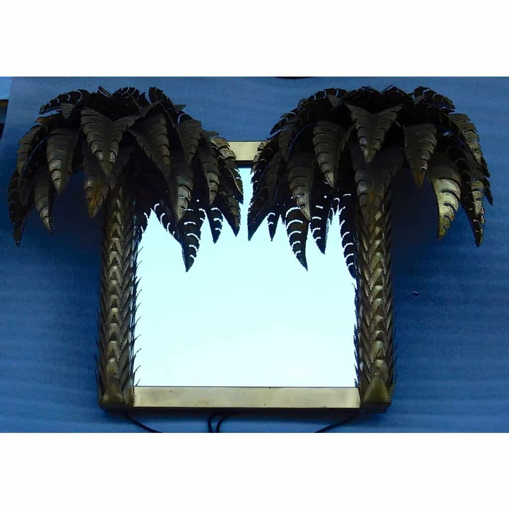 1970′ Miroir Aux Palmiers Éclairants Pièce Unique et Originale Par Barbier, Jansen, Fernandez, Faure | Biron 1970′ Miroir Aux Palmiers Éclairants Pièce Unique et Originale Par Barbier, Jansen, Fernandez, Faure