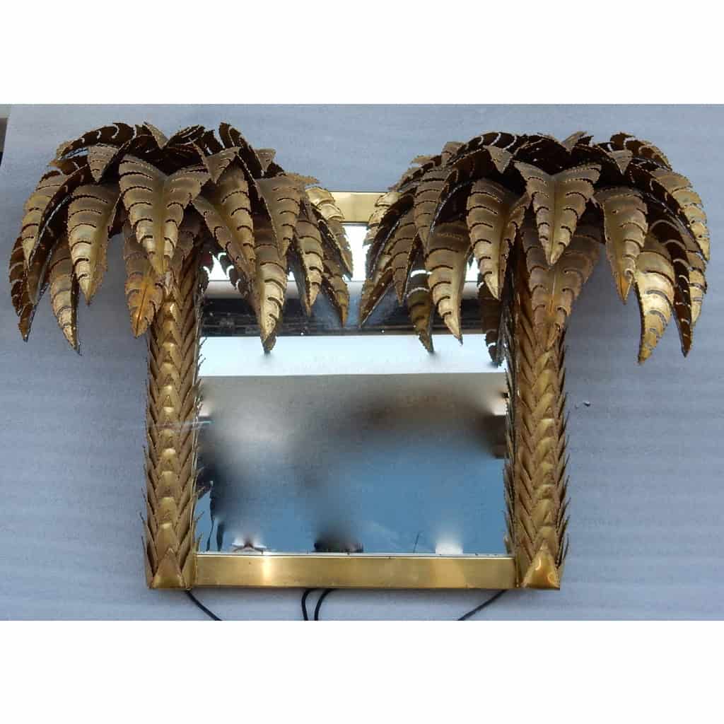 1970′ Miroir Aux Palmiers Éclairants Pièce Unique et Originale Par Barbier, Jansen, Fernandez, Faure | Biron 1970′ Miroir Aux Palmiers Éclairants Pièce Unique et Originale Par Barbier, Jansen, Fernandez, Faure