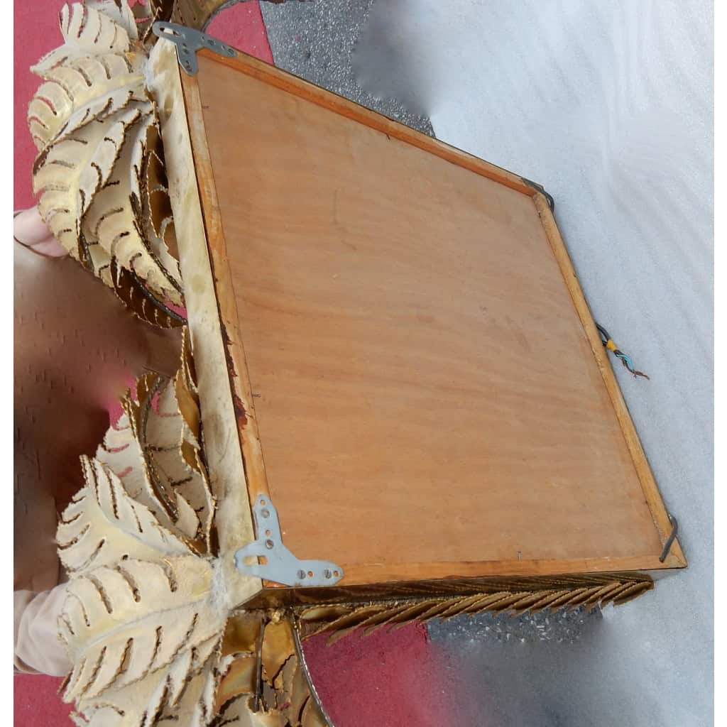 1970′ Miroir Aux Palmiers Éclairants Pièce Unique et Originale Par Barbier, Jansen, Fernandez, Faure | Biron 1970′ Miroir Aux Palmiers Éclairants Pièce Unique et Originale Par Barbier, Jansen, Fernandez, Faure