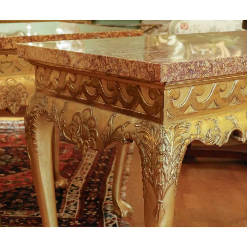 Paire De grandes Consoles De Style Thomas Chippendale. | Biron Paire De grandes Consoles De Style Thomas Chippendale.