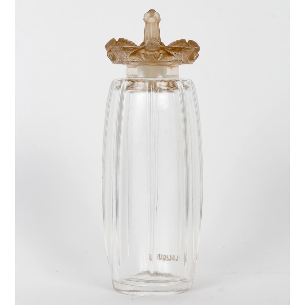 Flacon « Carnettes Guêpes » verre blanc patiné sépia de René LALIQUE | Biron |||||||